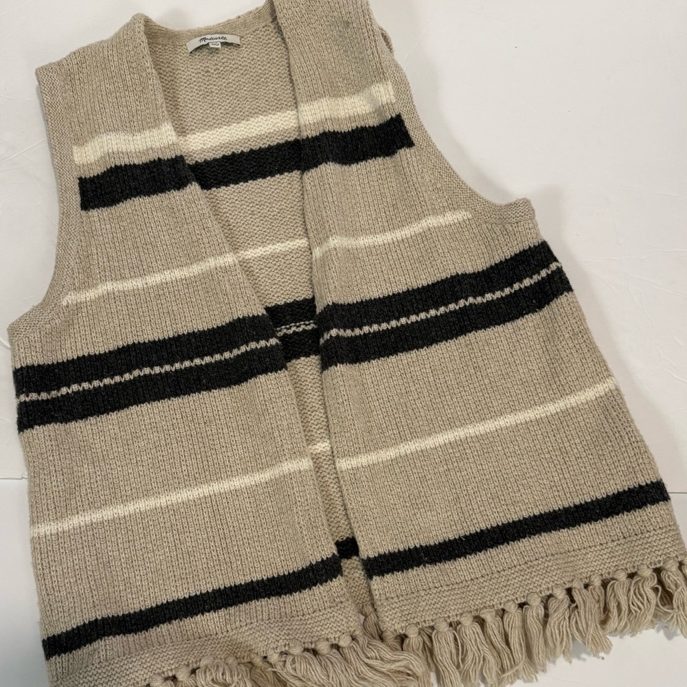 Western Madewell Sweater Vest Fringe Sleeveless Knit Small/Medium Oversized Boho